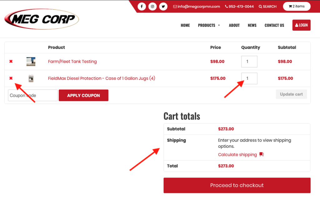 Cart page overview